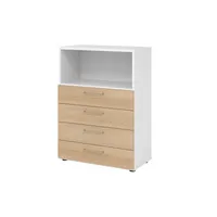 Hammerbacher Regalschrank V9 Advanced V938S4/W/E/BS, nein, 3 OH, eiche/weiß, 80x110x41,7cm (BxHxT) 4032062309094 Hammerbacher 3 Stück