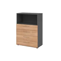 Hammerbacher Regalschrank V9 Advanced V938S4/G/N/BS, nein, 3 OH, nussbaum/graphit, 80x110x41,7cm (BxHxT) 4032062324936 Hammerbacher 3 Stück