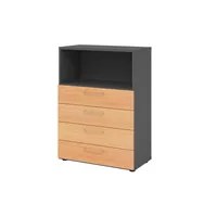 Hammerbacher Regalschrank V9 Advanced V938S4/G/6/BS, nein, 3 OH, buche/graphit, 80x110x41,7cm (BxHxT) 4032062324516 Hammerbacher 3 Stück