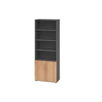 Hammerbacher Regalschrank V9 Advanced V968T2/G/N/BS, abschließbar, 6 OH, nussbaum/graphit, 80x215,6x41,7cm (BxHxT) 4032062324981 Hammerbacher 3 Stück