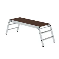 MUNK Arbeitsplattform 30408, 2x 2 Stufen, silber/braun, Aluminium/Holz 4031405304086 MUNK