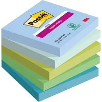 Post-it Haftnotizen 654-5SS-OAS, Super Sticky Notes Oasis Collection, 76x76mm, denimblau/mint/limonengrün/immergrün/seeglasgrün, quadrat 5 Stück