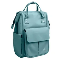 Rucksack Exactive® mattes PU Laptopfach bis 14″ viele Fächer 2 Tragegriffe Trolley-Schlaufe B 250 x H 380 x T 200 mm frostblau