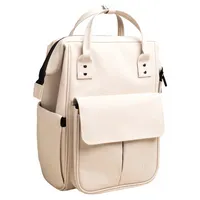 Rucksack Exactive® mattes PU Laptopfach bis 14″ viele Fächer 2 Tragegriffe Trolley-Schlaufe B 250 x H 380 x T 200 mm beige