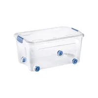 Tontarelli Aufbewahrungsbox Combi Box 8035656ABM, 43 Liter, mit Deckel, außen 539x380x290mm, Kunststoff transparent/ozeanblau 8009404272039