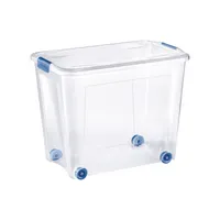Tontarelli Aufbewahrungsbox Combi Box 8035657ABM, 67 Liter, mit Deckel, außen 593x380x470mm, Kunststoff transparent/ozeanblau 8009404272046