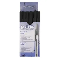 Westcott Einwegkugelschreiber NOW E-745001 00, schwarz, 0,5mm, Einweg 4027521537071 Westcott 50 Stück