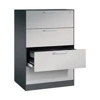 CP-Möbel Hängeregistraturschrank 146223412S10051 Asisto, schwarzgrau/weißaluminium, 4 Schubladen, 2-bahnig 4025314967104 CP-Möbel