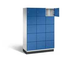 C+P Schließfachschrank Cambio mit Sockel 1.200 x 1.950 x 525 mm (B x H x T) 15 Fächer lichtgrau