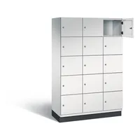 C+P Schließfachschrank Cambio mit Sockel 1.200 x 1.950 x 525 mm (B x H x T) 15 Fächer lichtgrau