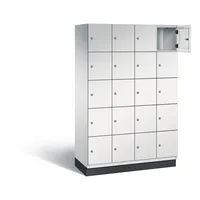 C+P Schließfachschrank Cambio mit Sockel 1.200 x 1.950 x 525 mm (B x H x t) 20 Fächer lichtgrau
