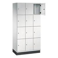 C+P Schließfachschrank Cambio mit Sockel 900 x 1.950 x 525 mm (B x H x T) 12 Fächer lichtgrau