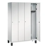 C+P Kleiderspind Cambio mit Standfuß 1.200 x 1.980 x 525 mm (B x H x T) 4 Abteile lichtgrau