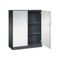 CP-Möbel Flügeltürenschrank Asisto 141032000S10155, abschließbar, 3 OH, schwarzgrau/lichtgrau, 100x131x43,5cm (BxHxT) 4060061312012 CP-Mö
