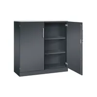 CP-Möbel Flügeltürenschrank Asisto 141031000S10092, abschließbar, 3 OH, schwarzgrau, 120x131x43,5cm (BxHxT) 4060061311930 CP-Möbel