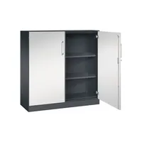 CP-Möbel Flügeltürenschrank Asisto 141031000S10093, abschließbar, 3 OH, schwarzgrau/lichtgrau, 120x131x43,5cm (BxHxT) 4060061311947 CP-Mö