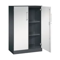 CP-Möbel Flügeltürenschrank Asisto 141033000S10146, abschließbar, 3 OH, schwarzgrau/lichtgrau, 120x131x43,5cm (BxHxT) 4060061312074 CP-Mö
