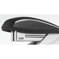 Leitz NeXXt Kleiner Bürotacker aus Metall, Für 25 Blatt, mit Oberlademechnanik und Nachfüllanzeige, Inkl. Heftklammern, Schwarz, 55010095