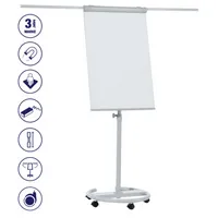 Franken Flipchart ECO Mobil, F2400/N, 68x105cm (BxH), grau, mit Rollen, mit 2 Seitenarmen 4016946198905 Franken