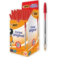 Kugelschreiber Cristal transparent rot Mine 04mm Schreibfarbe rot 0070330129634 BIC 50 Stück