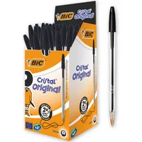 Kugelschreiber Cristal transparent schwarz Mine 04mm Schreibfarbe schwarz 0070330129665 BIC 50 Stück