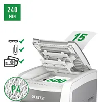 AKTION: LEITZ IQ Autofeed Office Pro 600 Aktenvernichter mit Partikelschnitt P-4, 4 x 36 mm, bis 600 Blatt, weiß mit 200 Euro CashBack