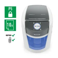 AKTION: LEITZ IQ OptiMax Office 550 Aktenvernichter mit Partikelschnitt P-5, 2 x 15 mm, bis 10 Blatt, weiß mit 25 Euro CashBack