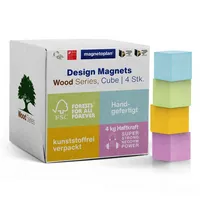 Magnetoplan Haftmagnet Design Wood Series, 16653410, Quadratisch, 20x20mm, farbig sortiert, 4kg 4013695067285 Magnetoplan 4 Stück