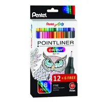 Pentel Fineliner Pointliner Colour Dye Ink 18 St./Pack.