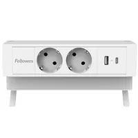 Fellowes 100137183 Verlängerungskabel 2 m 2 AC-Ausgänge Drinnen Weiß
