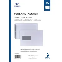 Bong Versandtaschen Posthorn 05440619, C5, mit Fenster, haftklebend, 90g, weiß 4040134131733 Bong 25 Stück