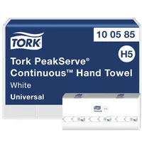 Tork Falthandtücher H5 PeakServe Continous Universal 100585, 20,1x22,5cm, 1-lagig, Interfold-Falz (W-Falz), weiß, Tissue 732254088560 12 Paket
