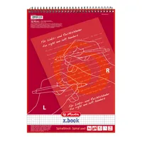 Herlitz Notizblock 400138934, kariert mit Rand innen/außen, A4, 70g, rot, 80 Blatt 4008110476032 Herlitz