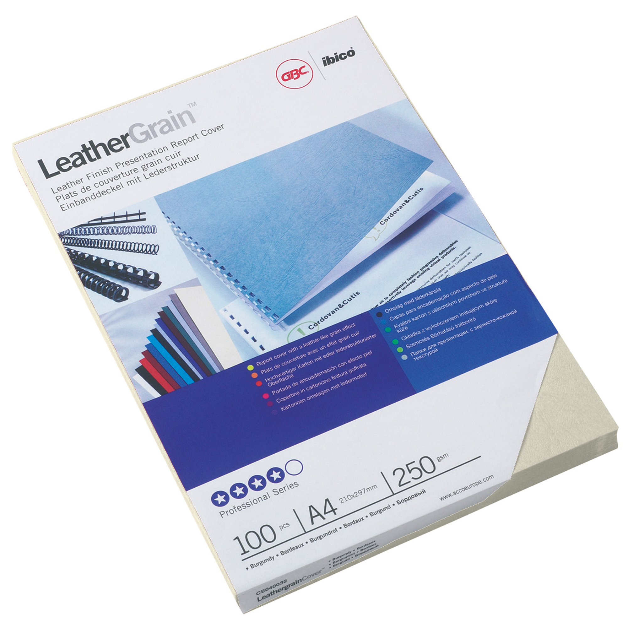 GBC® Einbanddeckel LeatherGrain™ DIN A4 100 St./Pack. — 2