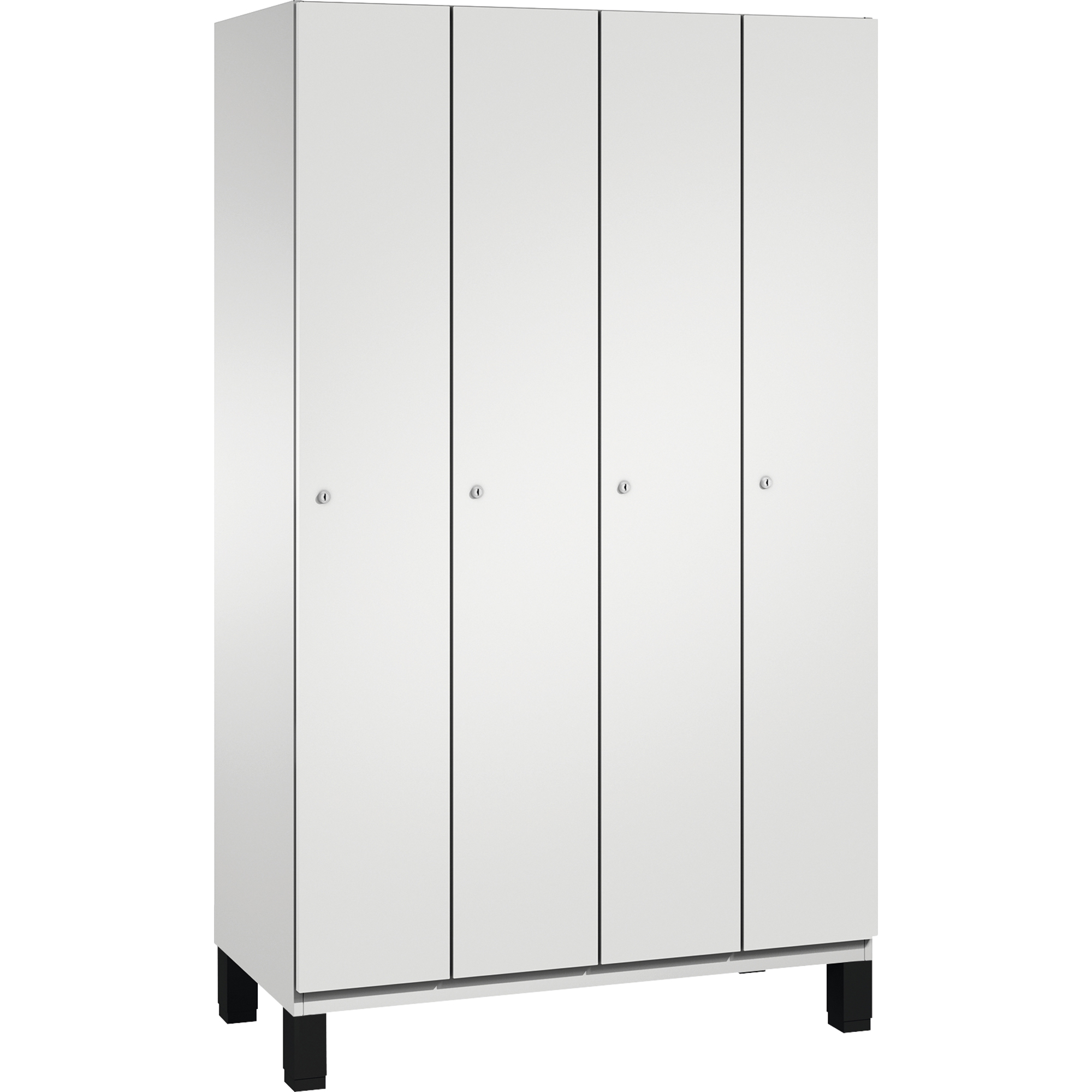 C+P Kleiderspind Cambio mit Standfuß 1.200 x 1.980 x 525 mm (B x H x T) 4 Abteile lichtgrau — 2