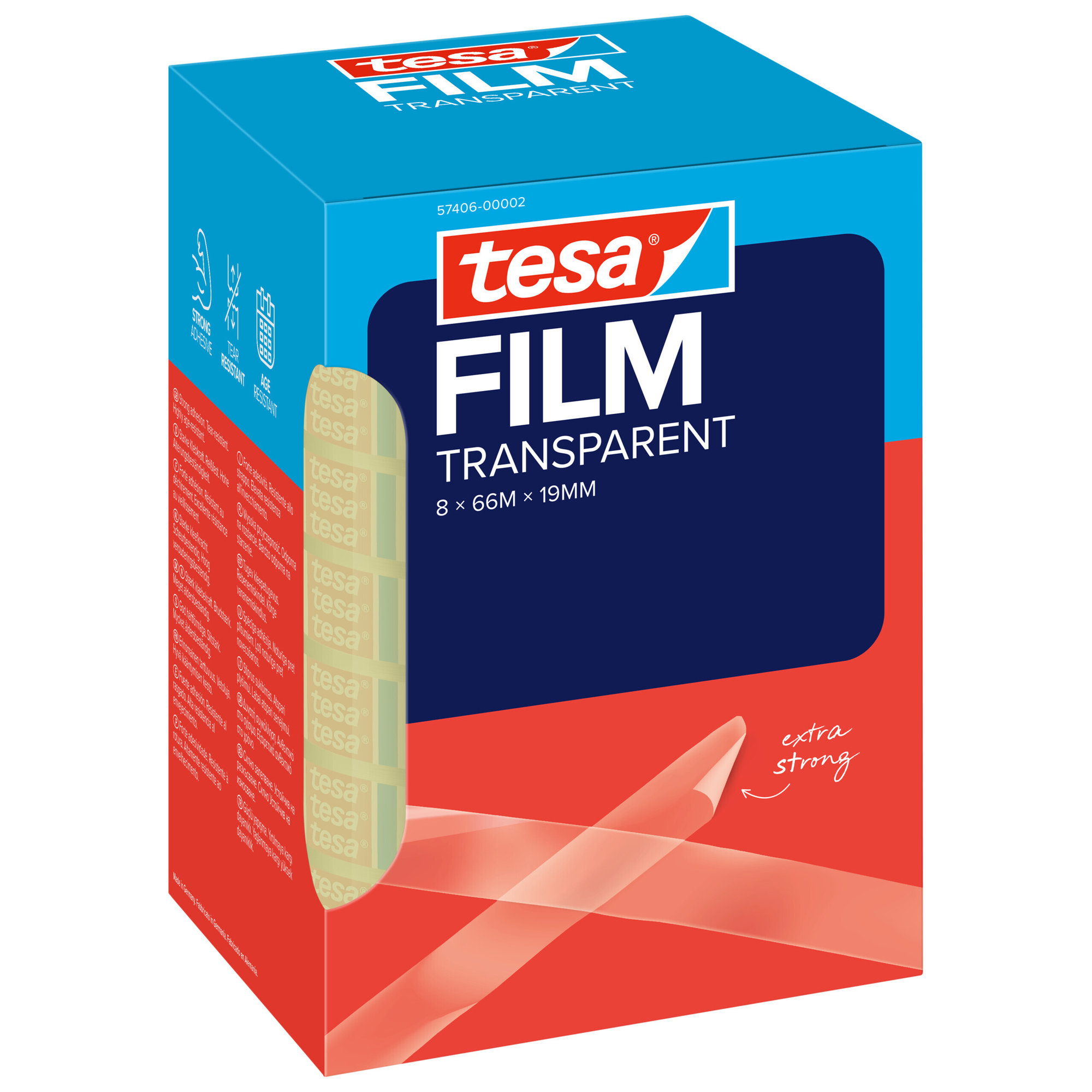 tesa® Klebefilm tesafilm® TRANSPARENT 19 mm x 66 m (B x L) 8 St./Pack. — 2