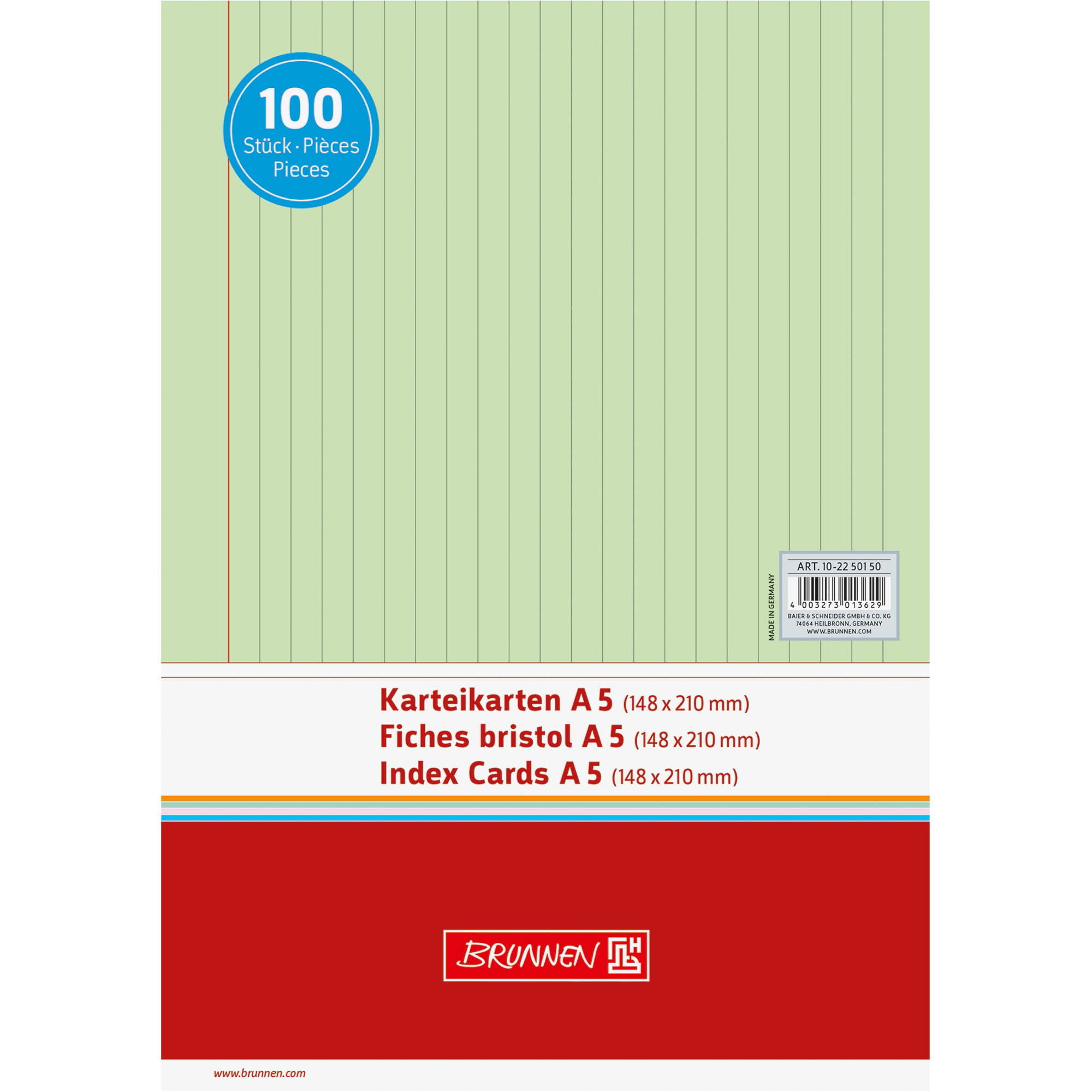 BRUNNEN Karteikarte DIN A5 quer liniert — 2