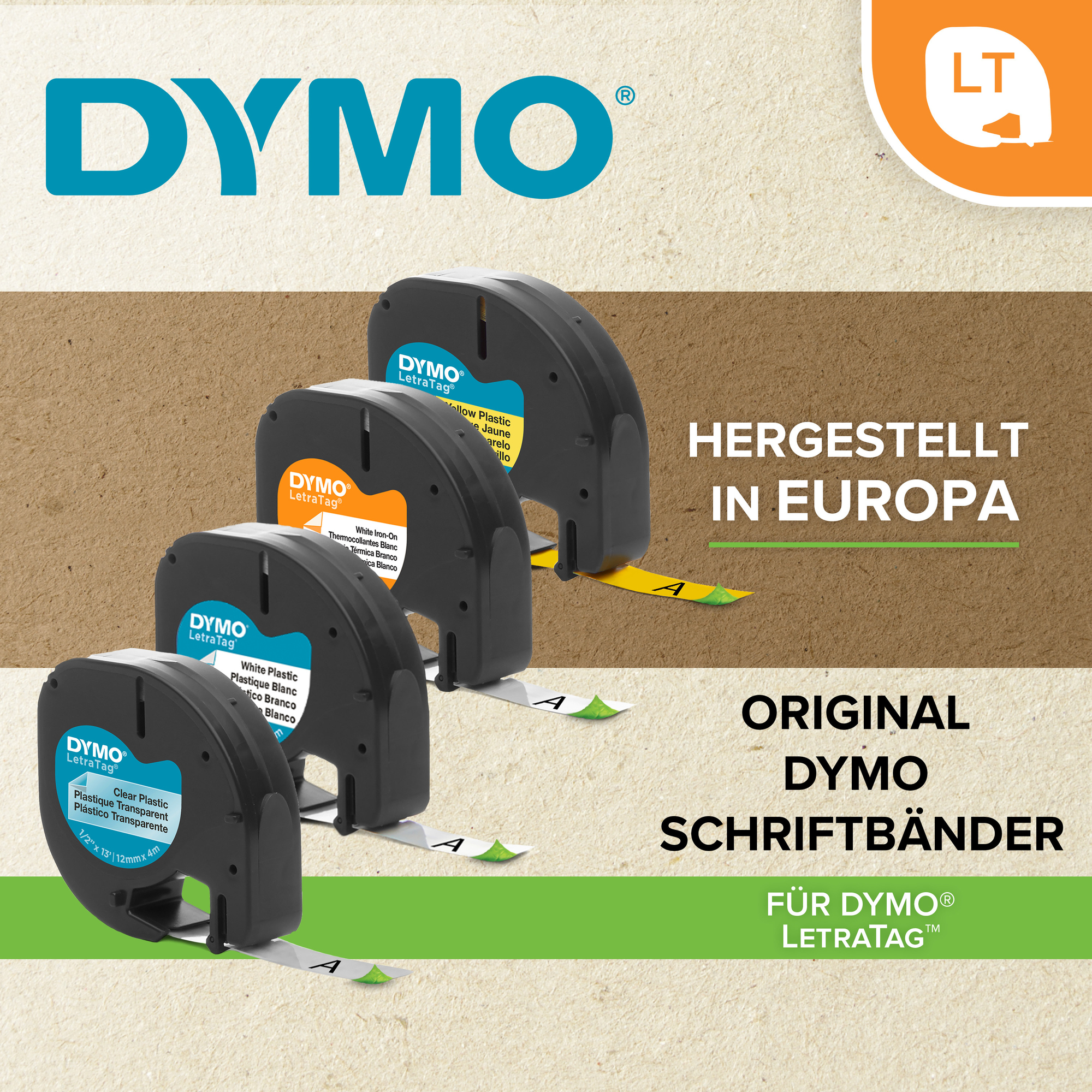 DYMO® Schriftbandkassette LT 12 mm x 4 m (B x L) Kunststoff weiß — 2