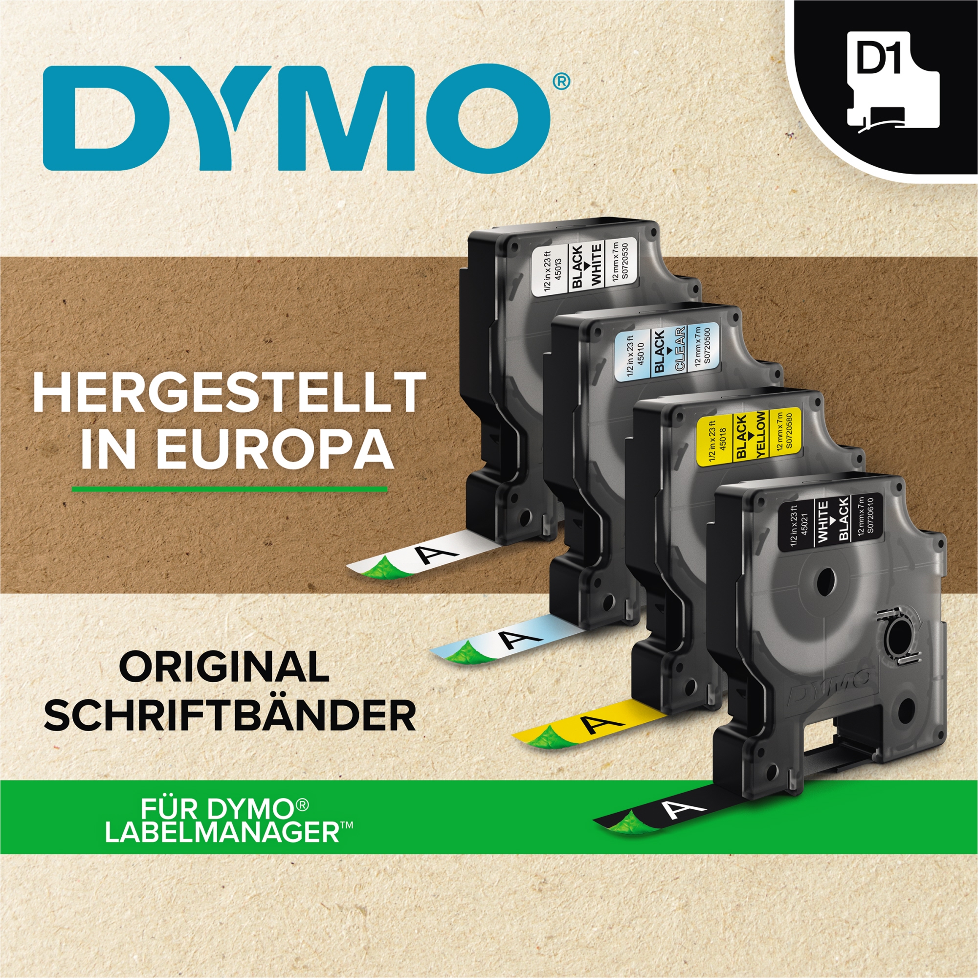 DYMO® Schriftbandkassette D1 9 mm x 7 m (B x L) transparent — 2