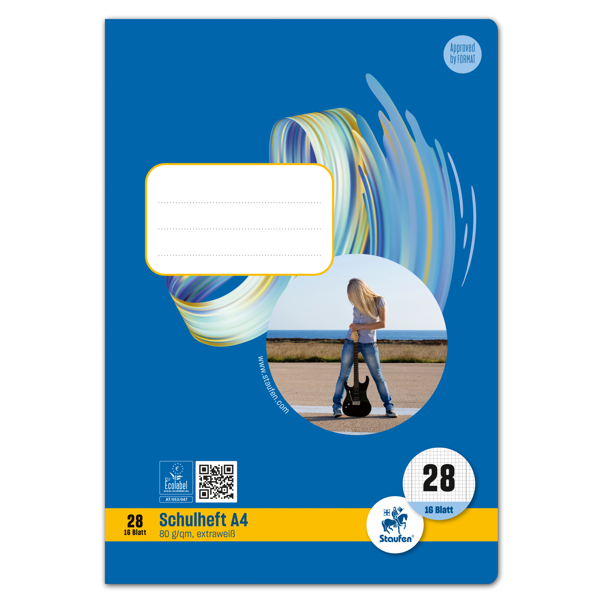 Staufen Schulheft Style DIN A4 kariert mit Rand innen/außen Lineatur 28 16 Bl. — 2
