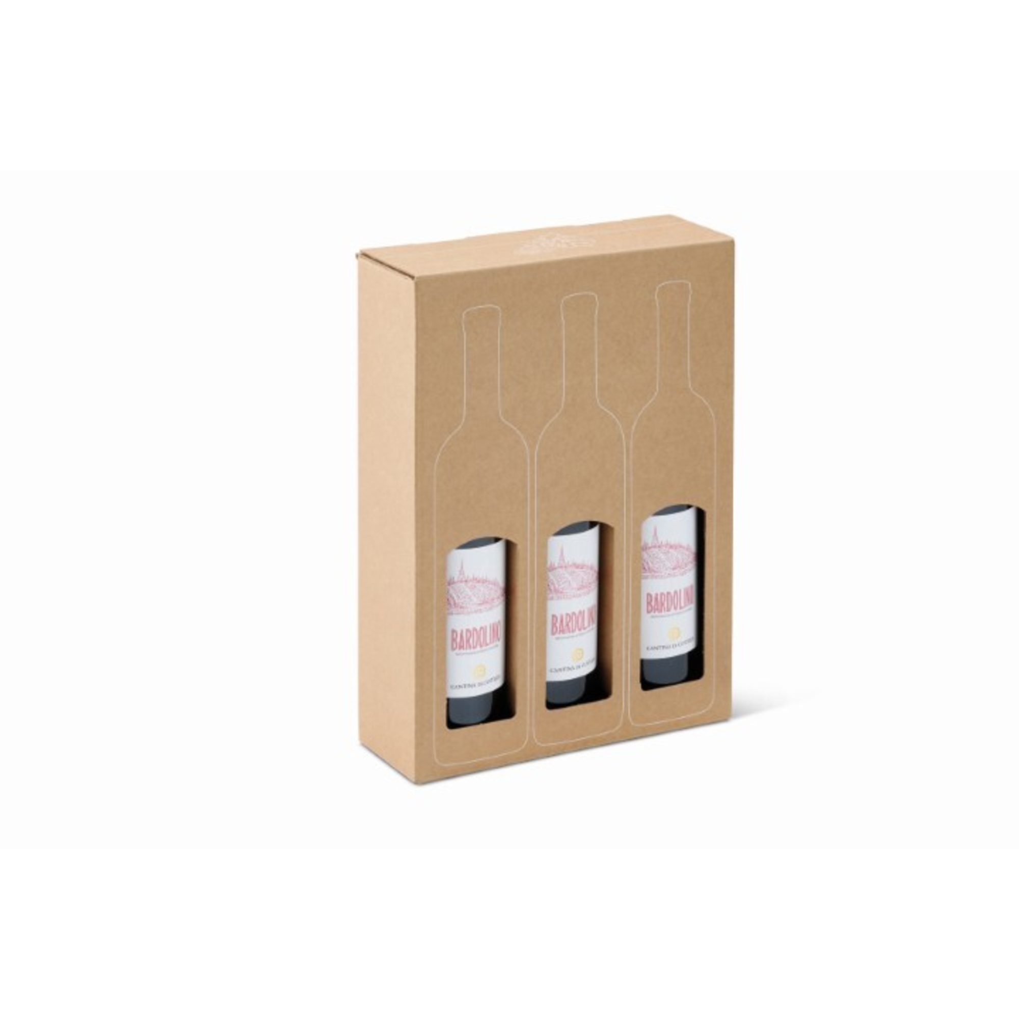 ColomPac Wein-Präsentkarton, braun, für 3 Flaschen