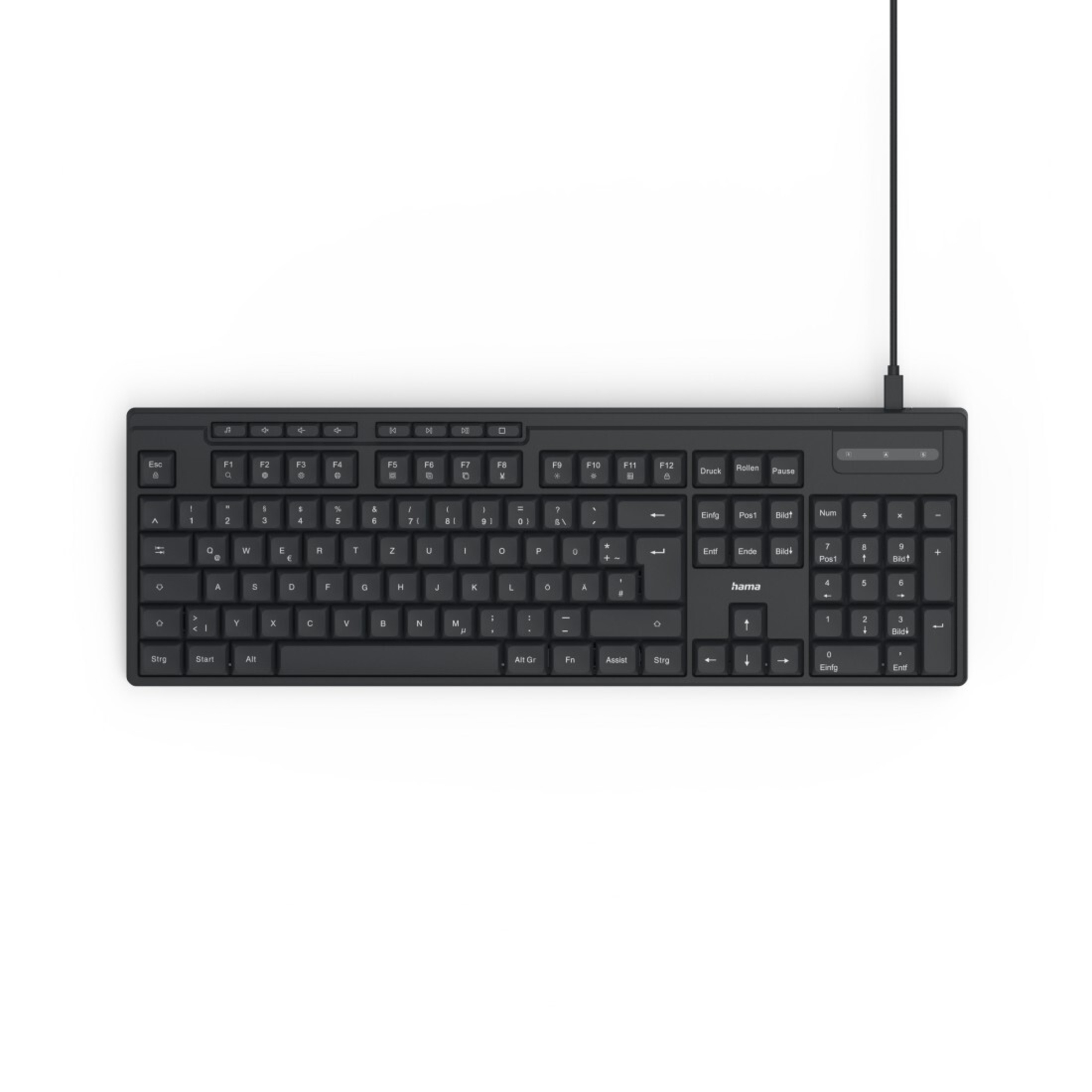 Hama CK-200 USB Tastatur Deutsch, QWERTZ Schwarz Multimediatasten