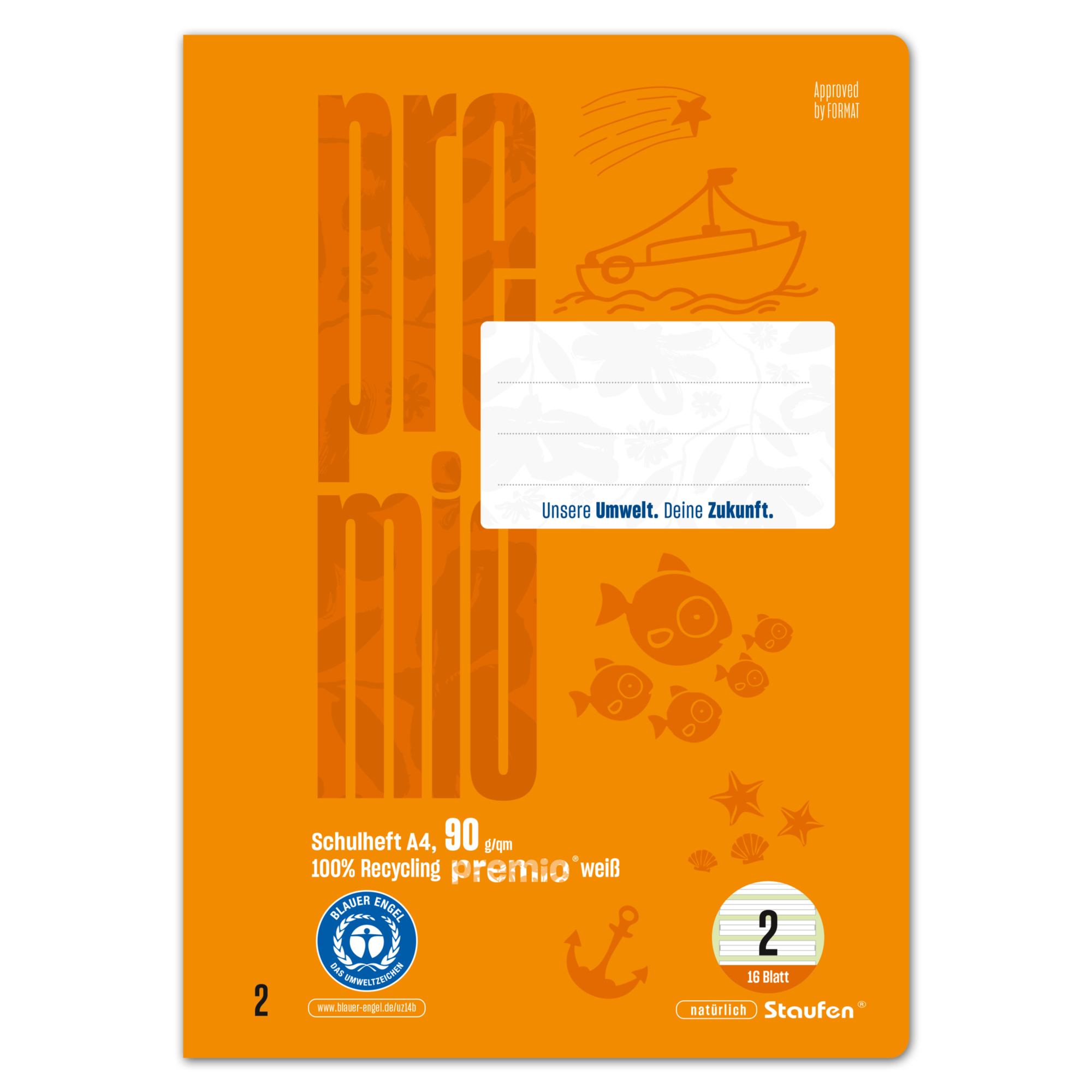 Staufen Schulheft Premio Lineatur 2 16 Bl. — 2