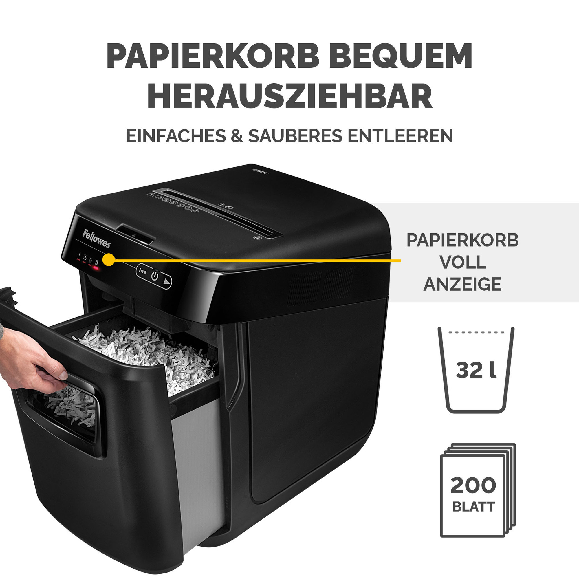 Fellowes® Aktenvernichter AutoMax™ 200C — 2