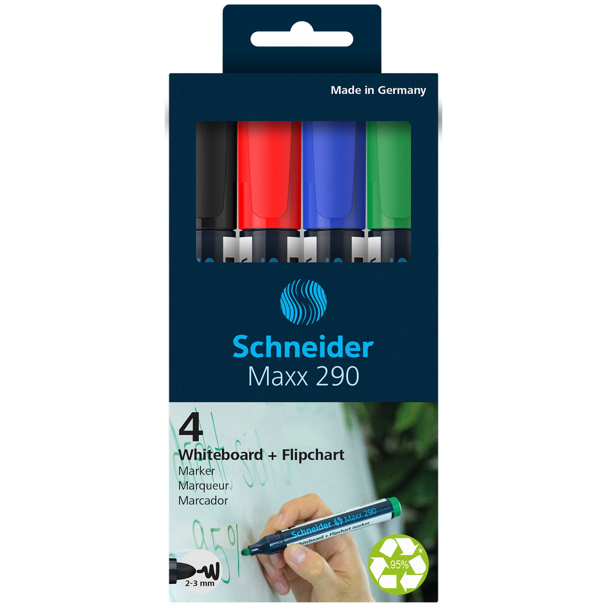 Schneider Whiteboard-/Flipchartmarker Maxx 290 4 St./Pack. — 2
