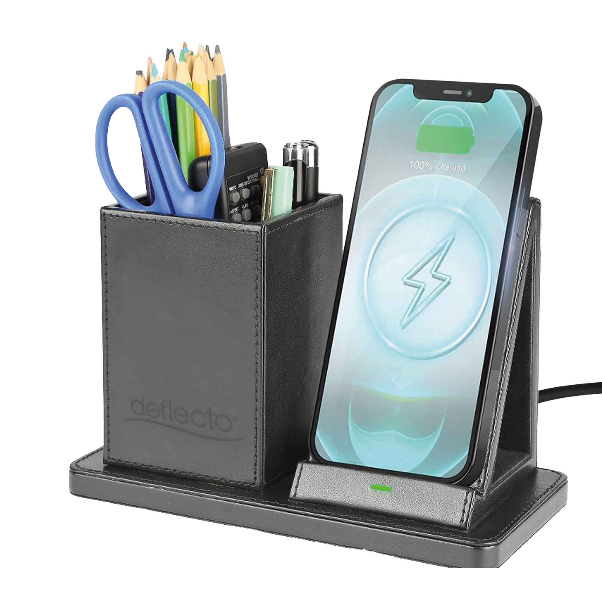 Deflecto® Tischorganizer inkl. Qi-Ladefunktion — 2