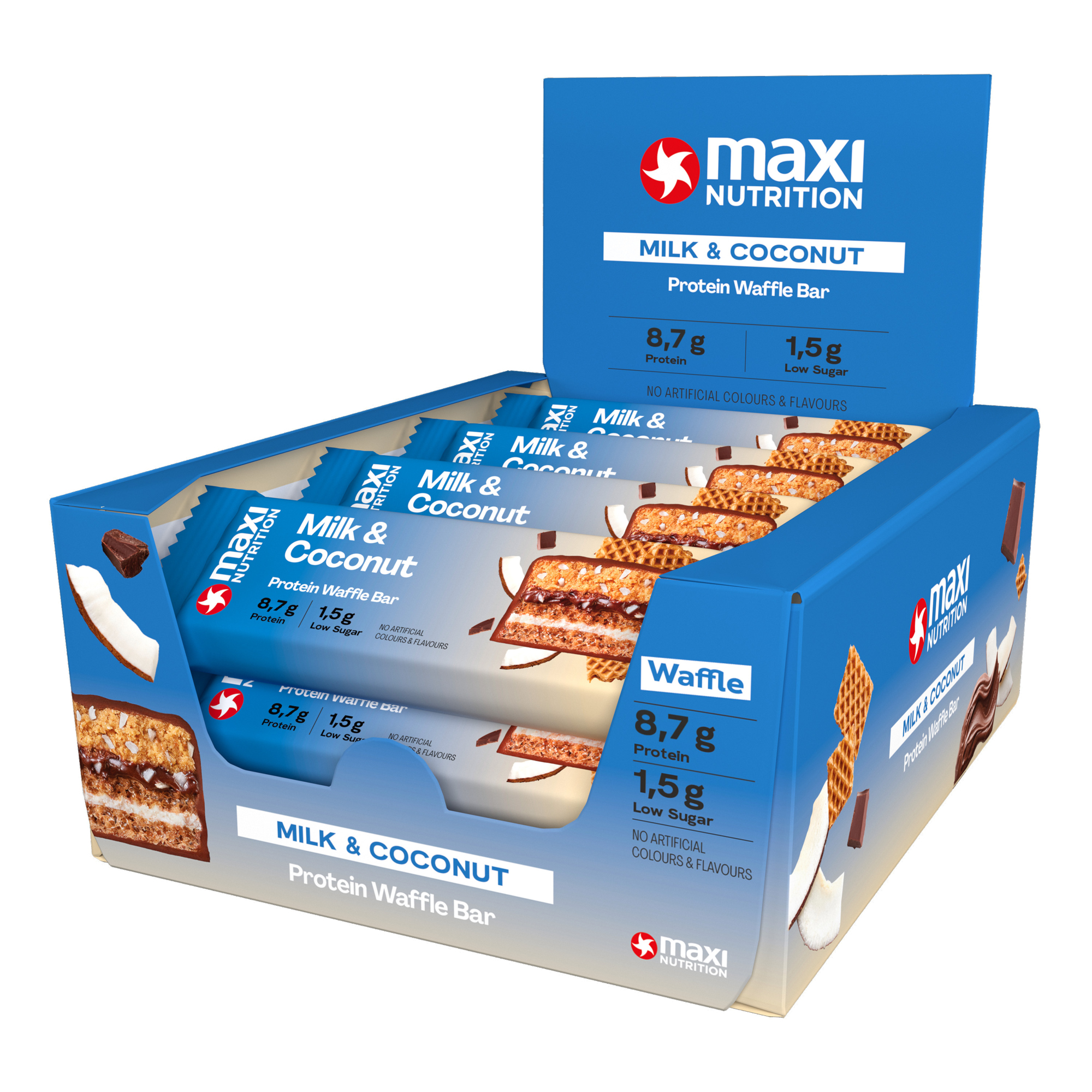 MaxiNutrition Proteinriegel Waffle Bar Milk & Coconut 12 x 40 g/Pack. — 2
