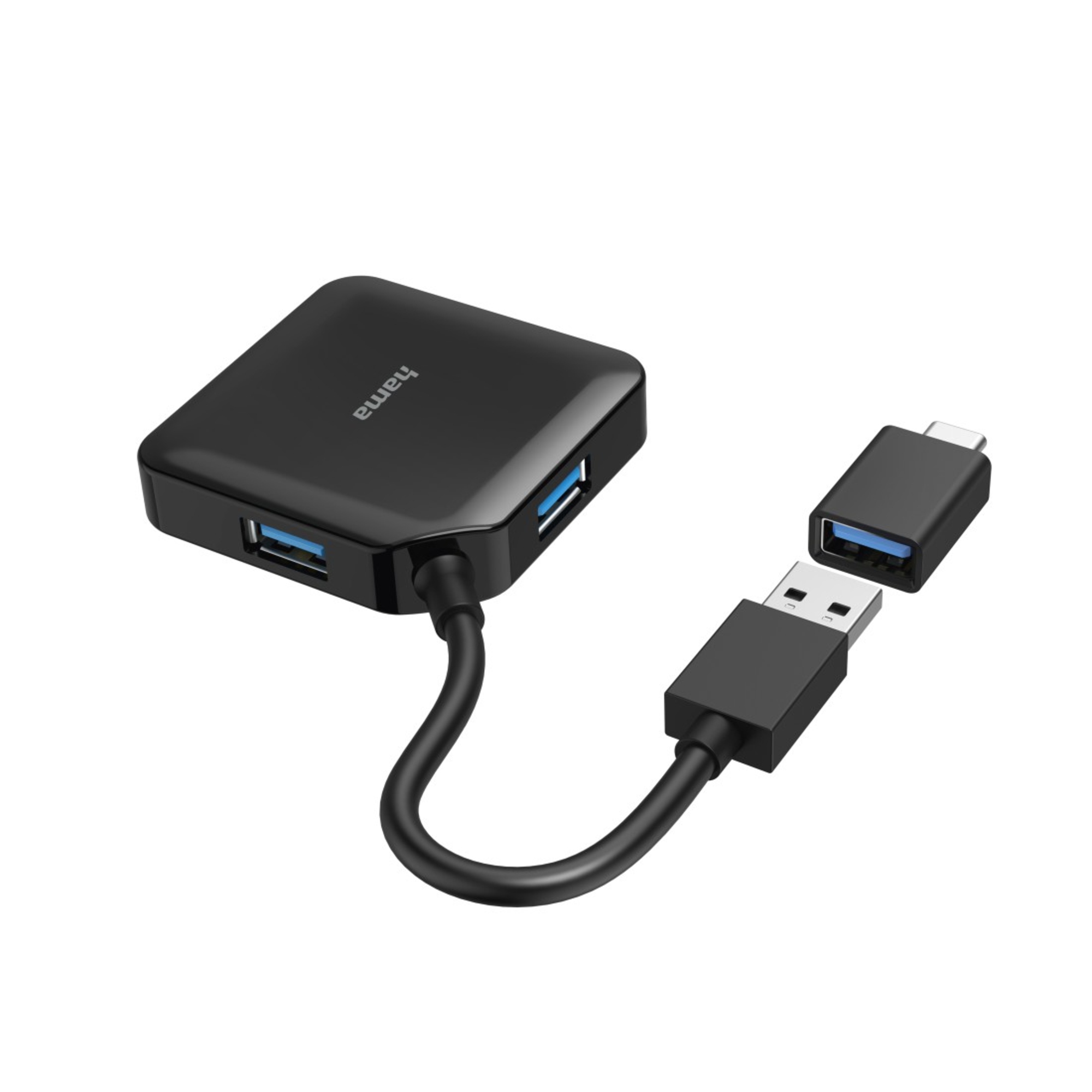Hama 00200116 USB-Hub 4 Port USB-A USB 3.0 5 GBit/s mit USB-C® Stecker Schwarz
