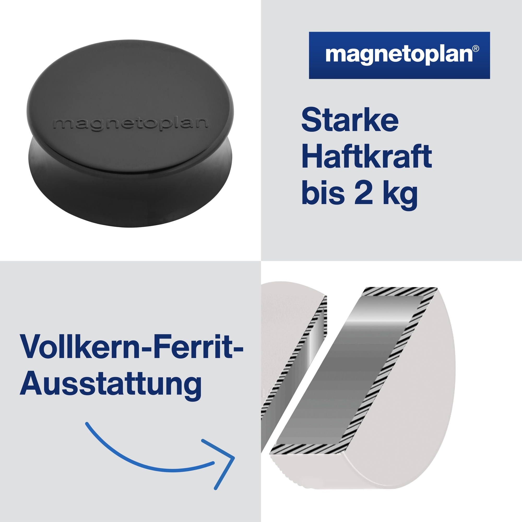 magnetoplan 1665012 magnet Round Black 34mm x 12.5mm 10 pcs