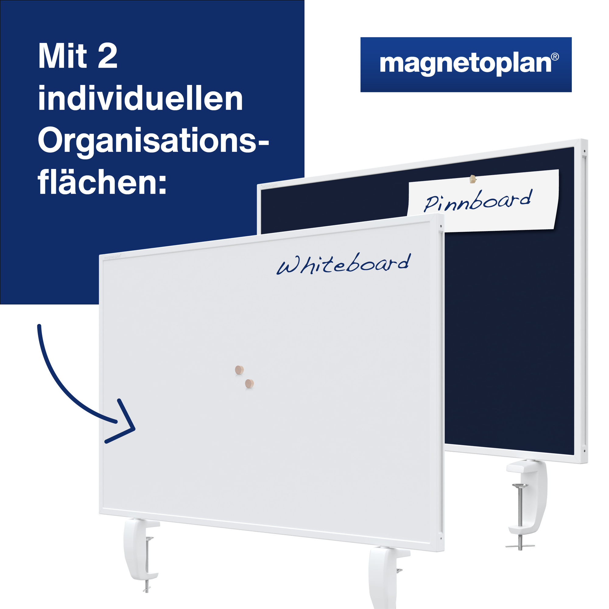 magnetoplan® Tischtrennwand VarioPin 80 x 50 cm (B x H) — 2